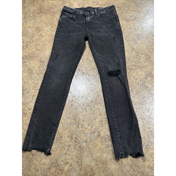 R13 Jeans Women's 28x30 Kate Skinny Reza Black Japan‎ Fabric Distressed - Picture 3 of 10